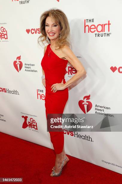 Susan Lucci attends The American Heart Association's Go Red for Women Red Dress Collection Concert 2023 on February 01, 2023 in New York City.