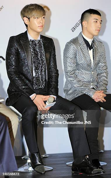 Bigbang attend Hyundai Card Collaboration With YG Entertainment at Hyundai Card head office on June 5, 2012 in Seoul, South Korea.