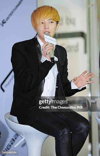 Bigbang attend Hyundai Card Collaboration With YG Entertainment at Hyundai Card head office on June 5, 2012 in Seoul, South Korea.