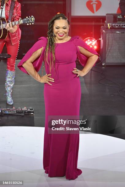 Tisha Campbell walks the runway during The American Heart Association's Go Red for Women Red Dress Collection Concert 2023 on February 01, 2023 in...