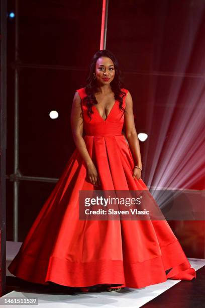 Amanda Warren walks the runway during The American Heart Association's Go Red for Women Red Dress Collection Concert 2023 on February 01, 2023 in New...
