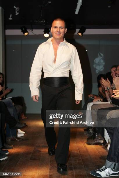 Fashion designer Sergio Davila on the runway after his spring 2007 show.