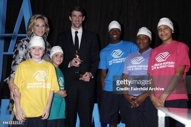 Michael Phelps with children at the American Apparel & Footwear Association's 34th annual American Image Awards at Cipriani 42nd Street. Phelps...