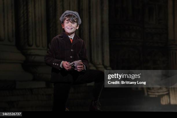 Sebastian Serko as Michael Banks performs during a media preview of "Mary Poppins" at Her Majesty's Theatre on February 02, 2023 in Melbourne,...