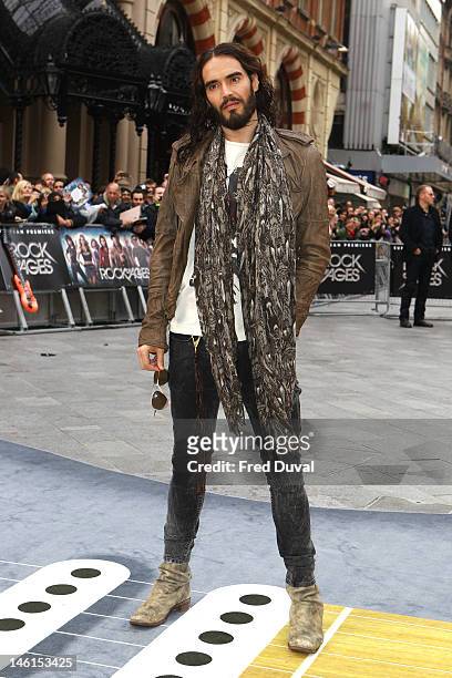 Russell Brand attends the premiere for Rock Of Ages at Odeon Leicester Square on June 10, 2012 in London, England.
