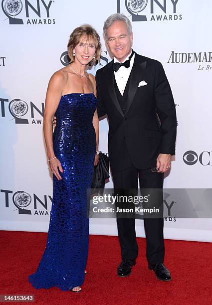 Scott Pelley and guest attend the 66th Annual Tony Awards at The Beacon Theatre on June 10, 2012 in New York City.