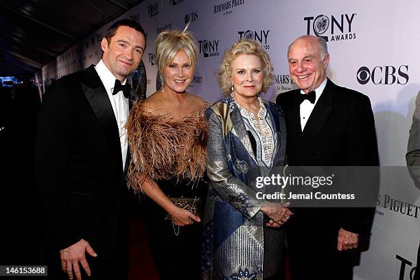 Hugh Jackman, Deborra-Lee Furness, Candice Bergen and Marshall Rose attend the 66th Annual Tony Awards at The Beacon Theatre on June 10, 2012 in New...