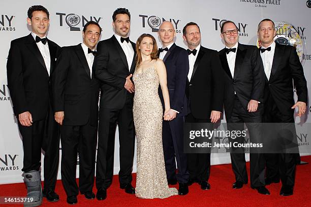 Michael Cerveris, Elena Roger and the production crew of "Evita" attend the 66th Annual Tony Awards at The Beacon Theatre on June 10, 2012 in New...