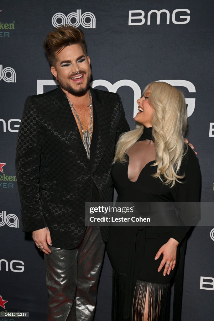 Adam Lambert and Bebe Rexha attend the 2023 BMG Pre-Grammy Party at