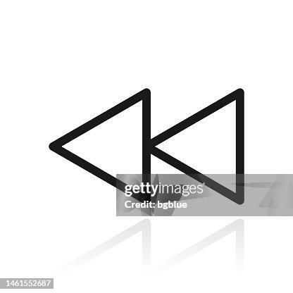 Fast backward. Icon with reflection on white background Fast backward. Icon with reflection on white background
