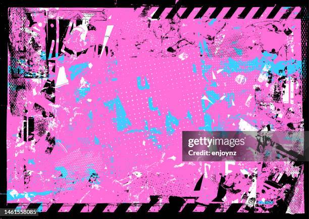 stockillustraties, clipart, cartoons en iconen met modern pink grunge textures and patterns vector - year zero the birth of punk