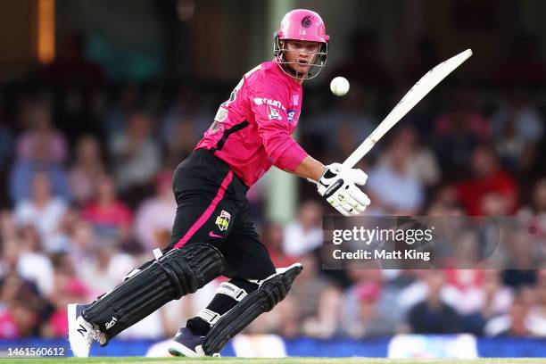 Josh Philippe of the Sixers bats during the Men's Big Bash League match between the Sydney Sixers and the Brisbane Heat at Sydney Cricket Ground, on...