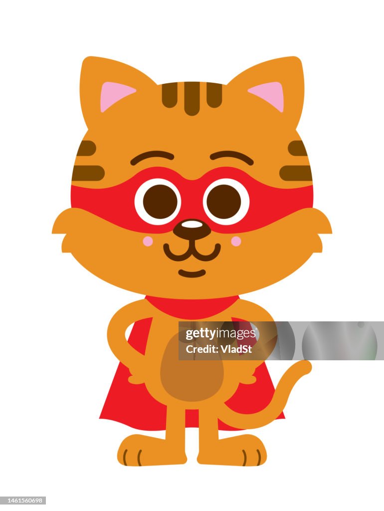Superhero Cat Kitty Hero Character Vector