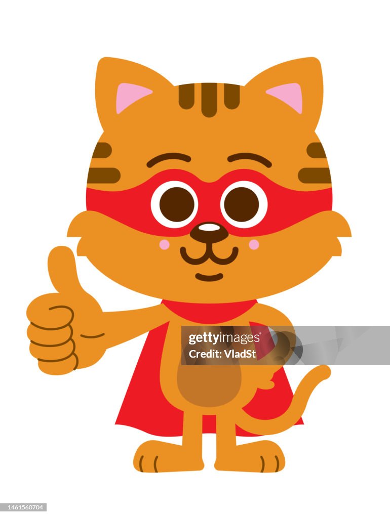 Superhero Cat Kitty Hero Character Vector