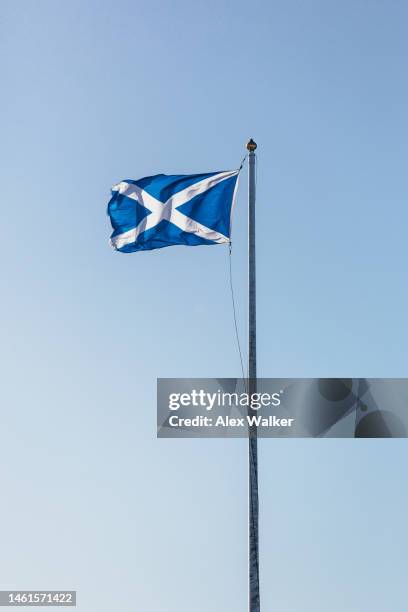 flag of scotland, st andrew's cross, scottish saltire - haste de bandeira imagens e fotografias de stock