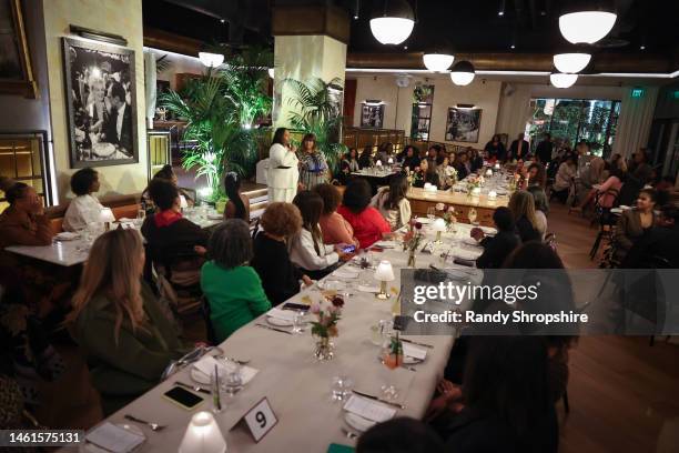 Lisa Joseph Metelus and Lorrie Bartlett speak during CAA Amplify’s Black Women in Entertainment dinner at Mes Amis on February 01, 2023 in Los...