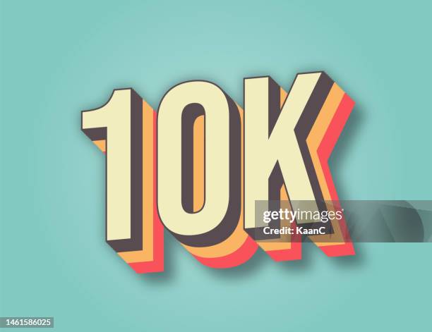 stockillustraties, clipart, cartoons en iconen met thank you 10000 or 10k followers. congratulation card. web social media concept. blogger celebrates a many large number of subscribers. stock illustration - 10000 meter