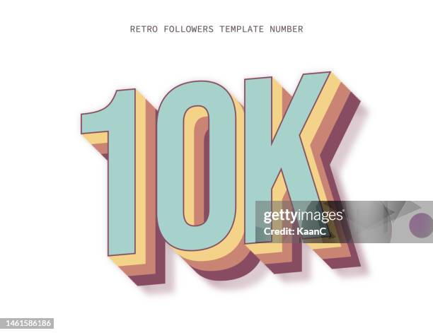 illustrazioni stock, clip art, cartoni animati e icone di tendenza di grazie 10000 o 10k follower. biglietto di congratulazioni. concetto di social media web. blogger celebra un gran numero di abbonati. illustrazione stock - 10000 metri