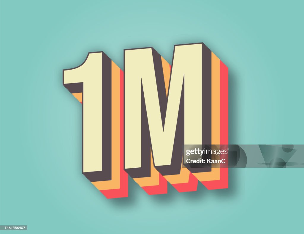 Thank you 1000000 or 1M followers. Congratulation card. Web Social media concept. Blogger celebrates a many large number of subscribers. stock illustration