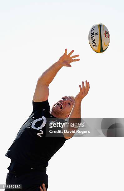 James Haskell catches the ball during the England training session held at St. David's School on June 11, 2012 in Sandton, South Africa.