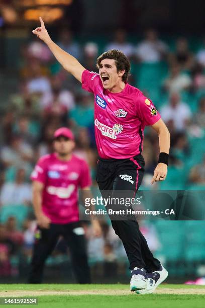 Sean Abbott of the Sixers appeals during the Men's Big Bash League match between the Sydney Sixers and the Brisbane Heat at Sydney Cricket Ground, on...