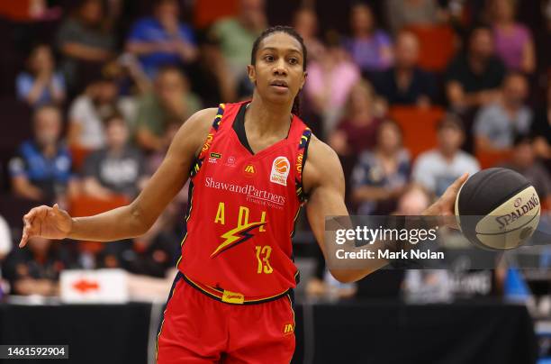 Jacinta Monroe of Adelaide in action during the round 13 WNBL match between UC Captials and Adelaide Lightning at the National Convention Centre...