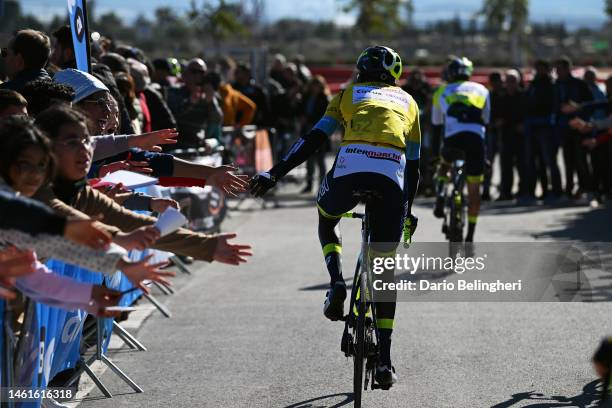 Biniam Girmay of Eritrea and Team Intermarche’ – Circus – Wanty - Yellow Leader Jersey prior to the 74th Volta a la Comunitat Valenciana 2023, Stage...