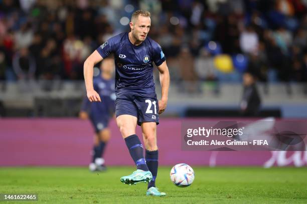 Michael den Heijer of Auckland City FC controls the ball during the FIFA Club World Cup Morocco 2022 1st Round match between Al Ahly FC and Auckland...