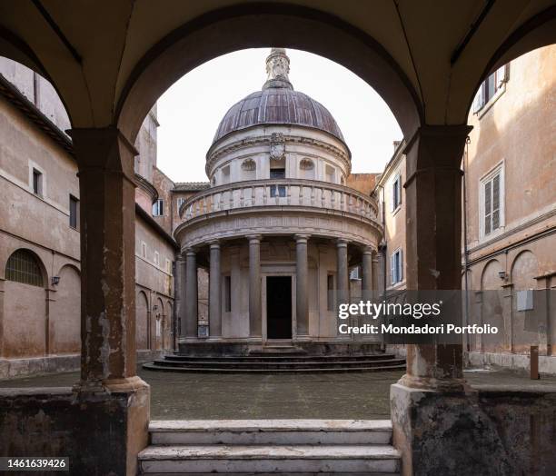 Tempietto, designed by the italian architect and painter Donato Bramante, dedicated to the martyrdom of St. Peter. San Pietro in Montorio. Rome ,...