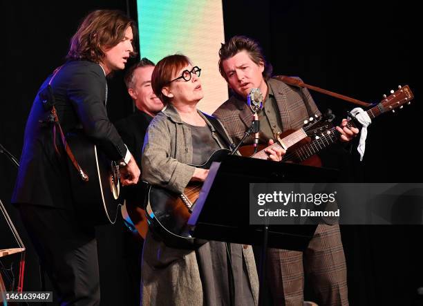 The Milk Carton Kids, Joey Ryan, and Kenneth Pattengale join Iris Dement and perform during a tribute to Oh Boy Records during the International Folk...