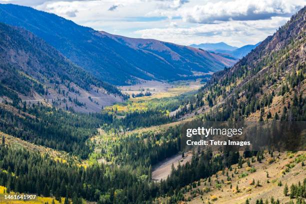 usa, idaho, sun valley, trail in scenic valley - sun valley idaho stock pictures, royalty-free photos & images