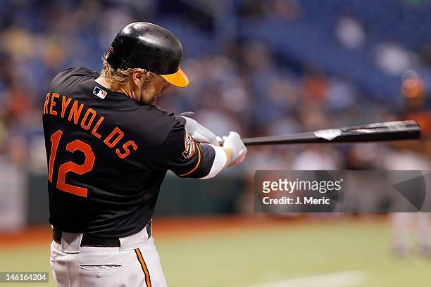 Infielder Mark Reynolds of the Baltimore Orioles bats against the Tampa Bay Rays during the game at Tropicana Field on June 1, 2012 in St....