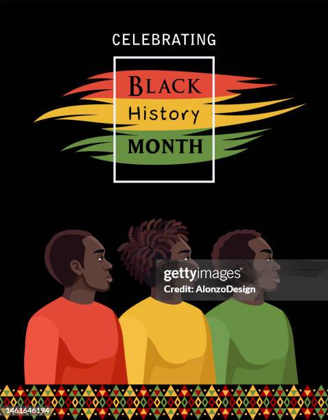 black history month. african american history. celebrated annual. in october in great britain. in february in united states and canada. - curly hair vector stock illustrations