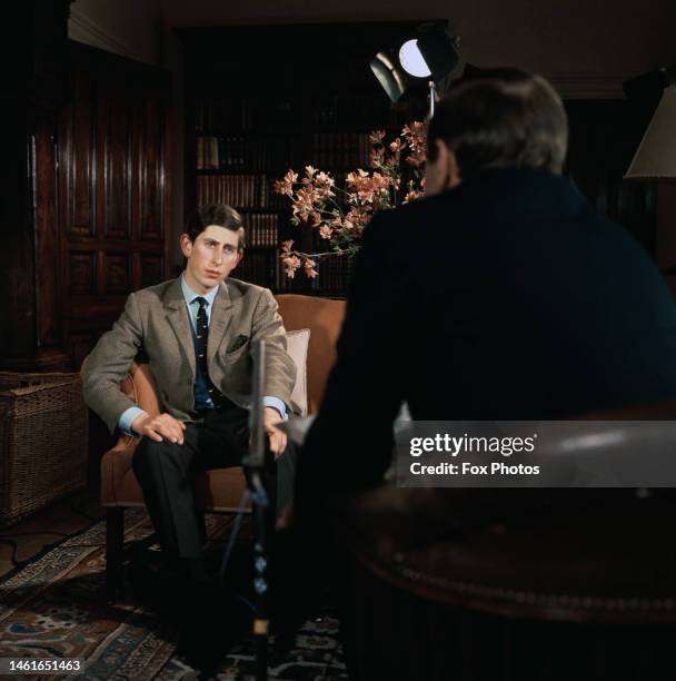 Prince Charles being interviewed by David Frost for the documentary film 'A Prince for Wales' in May 1969.