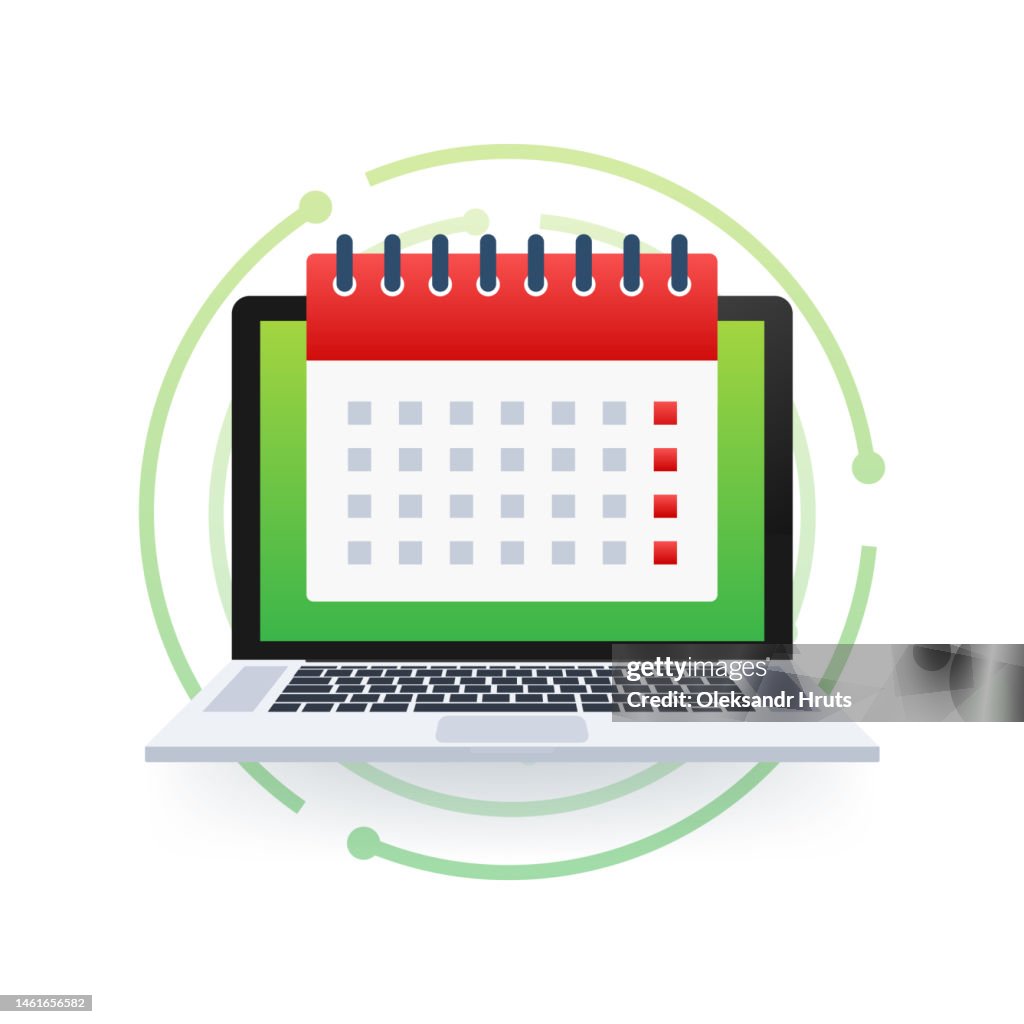 Calendar On Laptop Computer Screen Event Planning Schedule Concept ...