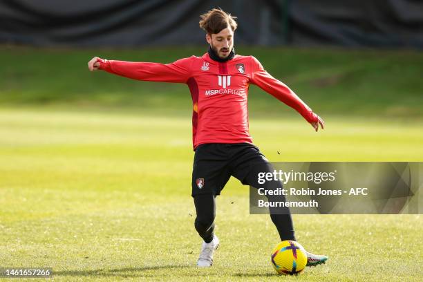 Matias Vina of Bournemouth during a training session at Vitality Stadium on February 02, 2023 in Bournemouth, England.