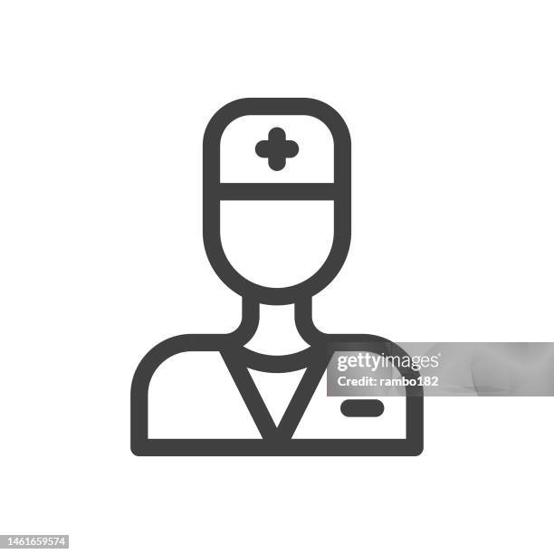 doctor, healthcare and medical, woman, avatar line vector icon on white background. editable stroke. pixel perfect. for mobile and web. outline vector graphics. - gastroenterologist stock illustrations