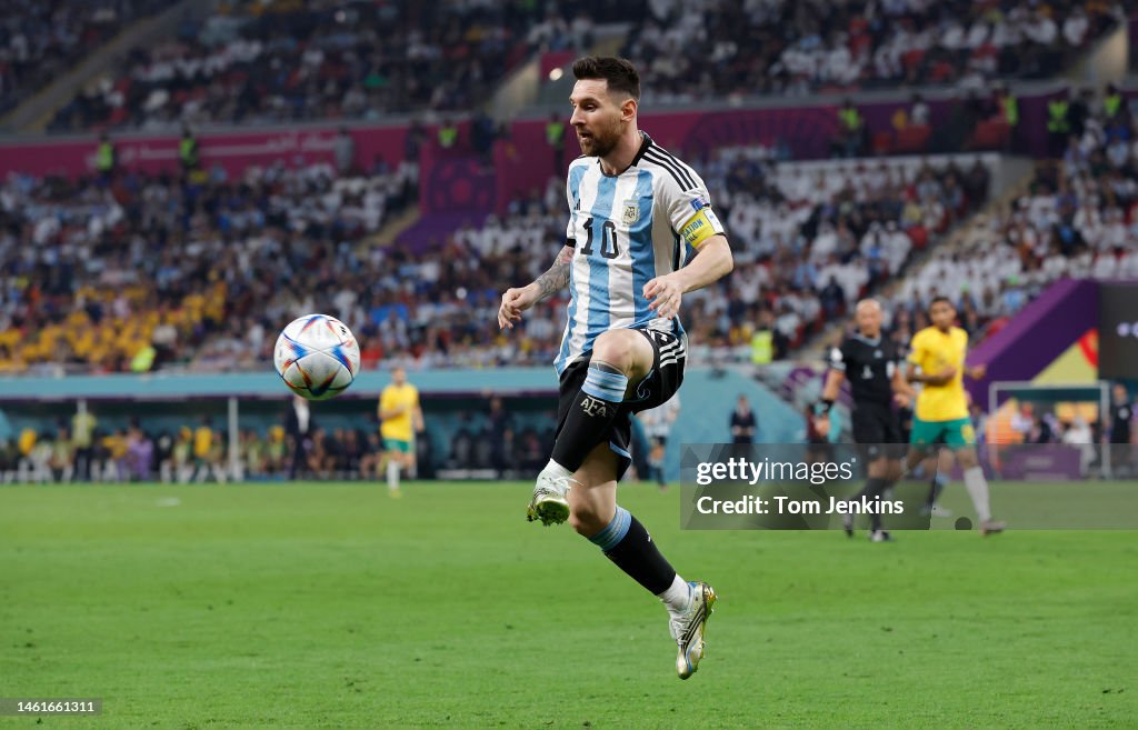 Messi Round Lionel Messi in action during the FIFA World Cup Qatar 2022 Round of ...