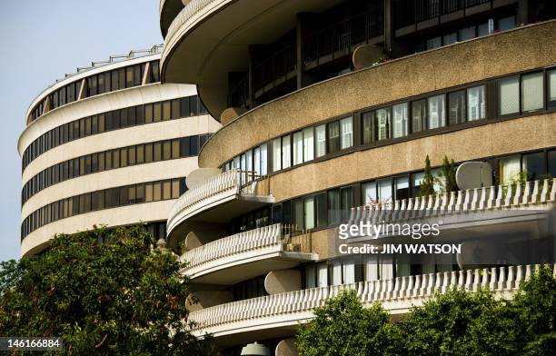 The Watergate complex is seen in Washington, DC, June 11, 2012. June 17, 2012 marks the 40th anniversary of the infamous Watergate break-in, which...