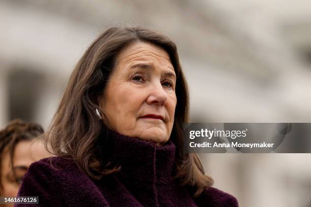 Rep. Diana DeGette speaks at a press conference on the reintroduction of the bill "Ensuring Women’s Right to Reproductive Freedom Act" outside the...