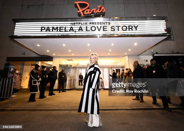 Pamela Anderson attends the "Pamela, a love story" NY Special Screening at The Paris Theatre on February 01, 2023 in New York City.