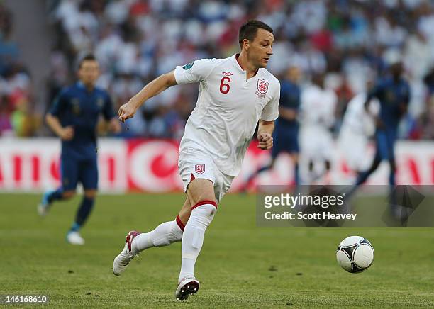 John Terry of England in action during the UEFA EURO 2012 group D match between France and England at Donbass Arena on June 11, 2012 in Donetsk,...
