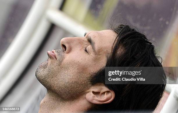 Gianluigi Buffon of Italy during a training session at the Marshal Jozef Pilsudski Stadium on June 11, 2012 in Krakow, Poland.