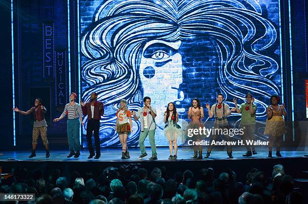 Corbin Bleu and the cast of 'Godspel' perform onstage at the 66th Annual Tony Awards at The Beacon Theatre on June 10, 2012 in New York City.