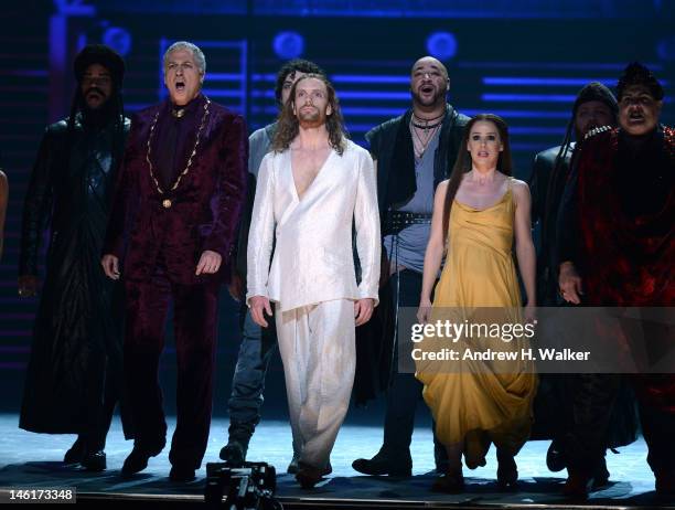 The cast of 'Jesus Christ Superstar' perform onstage at the 66th Annual Tony Awards at The Beacon Theatre on June 10, 2012 in New York City.