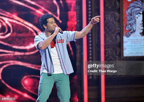 Corbin Bleu and the cast of 'Godspel' perform onstage at the 66th Annual Tony Awards at The Beacon Theatre on June 10, 2012 in New York City.