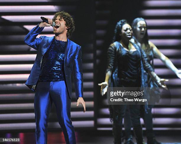 Josh Young and the cast of 'Jesus Christ Superstar' perform onstage at the 66th Annual Tony Awards at The Beacon Theatre on June 10, 2012 in New York...