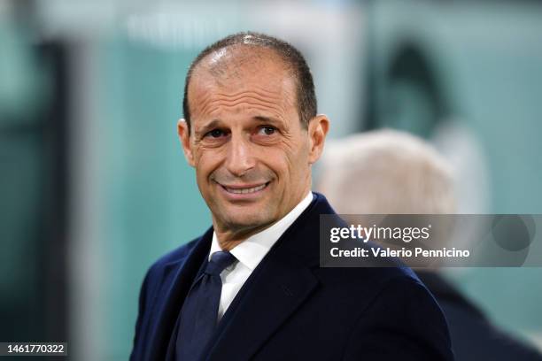 Massimiliano Allegri, Head Coach of Juventus, looks on prior to the Coppa Italia Quarter Final match between Juventus FC and SS Lazio at Allianz...