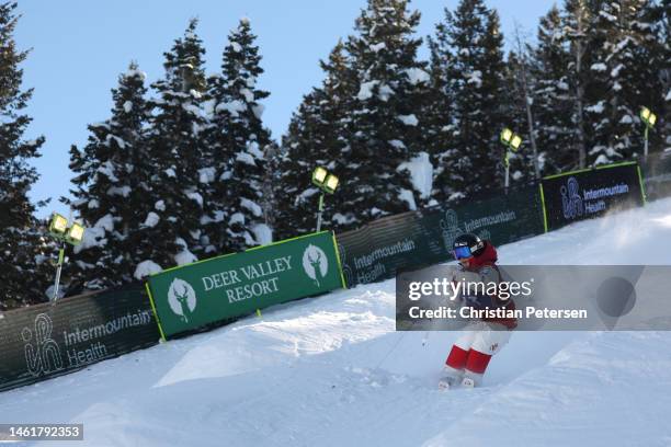 Haruka Nakao of Team Japan takes a training run prior to Women's Moguls Qualifications on day one of the Intermountain Healthcare Freestyle...