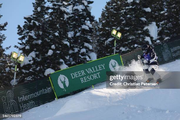 Janneke Berghuis of Team Netherlands takes a training run prior to Women's Moguls Qualifications on day one of the Intermountain Healthcare Freestyle...